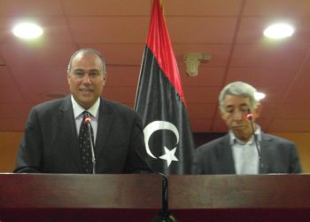 Nasser Al-Mana (left) official spokesperson and Finance Minister Hassan Zaglam (right)