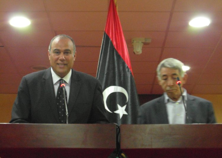 Nasser Al-Mana (left) official spokesperson and Finance Minister Hassan Zaglam (right)