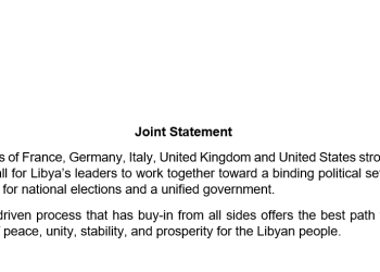 Joint statement by France, Germany, Italy, the UK and the USA supporting Bathily’s UN Security Council Libya brief